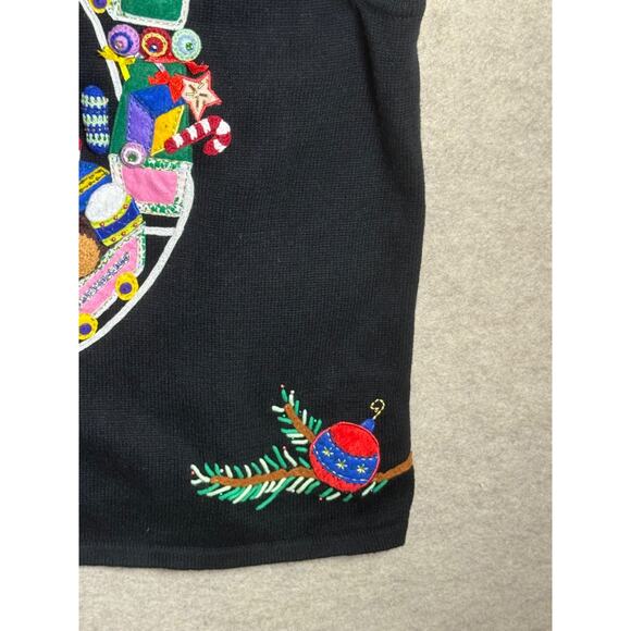 Quacker Factory Black Christmas Train Sweater Vest Toys Sz 3X Embellished Cute - Picture 6 of 9